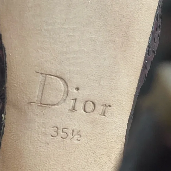 Christian Dior Python Leather Peep Toe Pumps Heels Burgundy Wine size 351/2 (5.5 - Picture 15 of 15